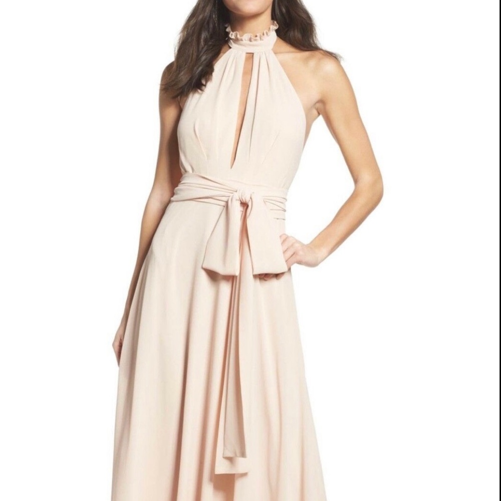 Lulus First Comes Love, light beige maxi dress
